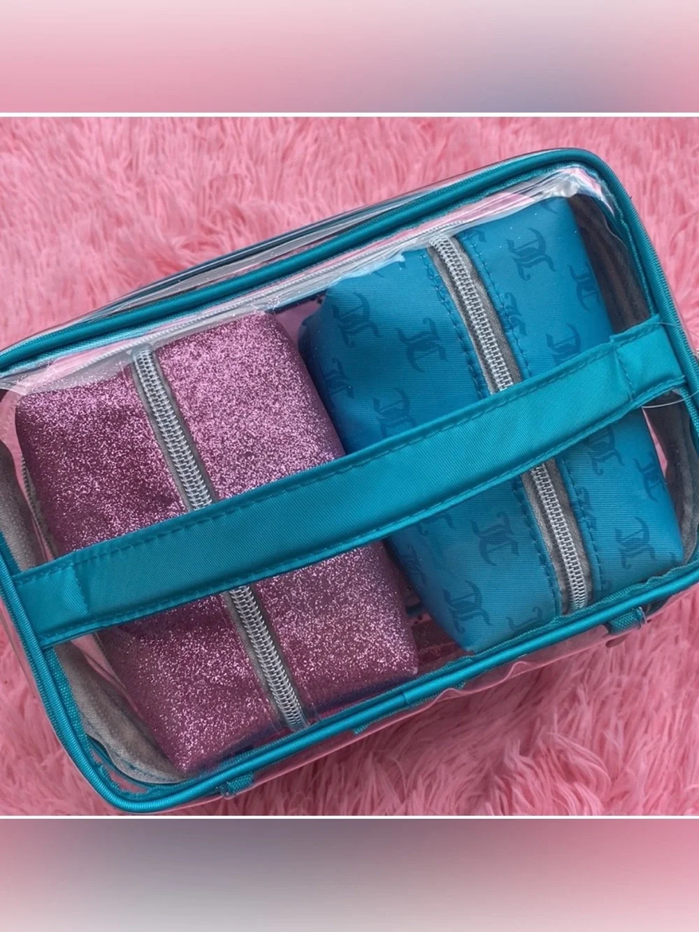 Juicy Couture 4 piece nested bag travel cosmetic set